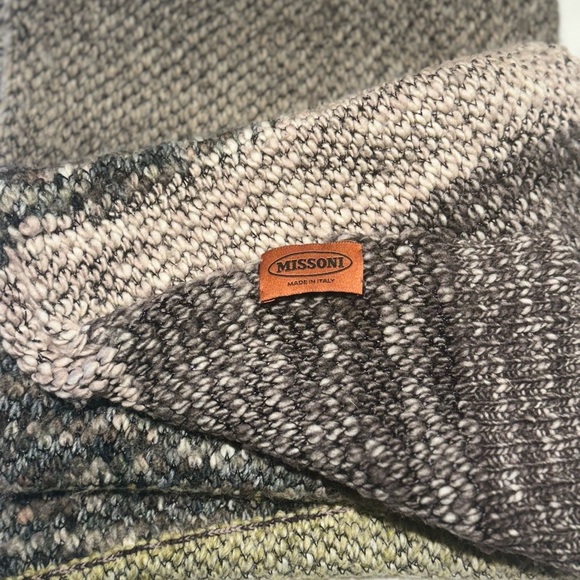 Missoni Chunky Knit Scarf Brown Green White - Picture 3 of 8